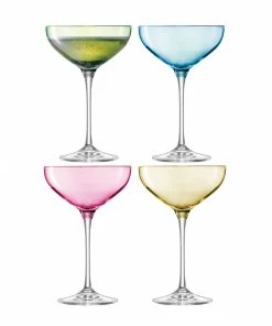 LSA International Polka Champagne Saucer 235 Ml Pastel Assorted X 4 Pcs