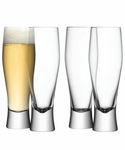 LSA International Bar Lager Glass 400ml Clear X 4pcs