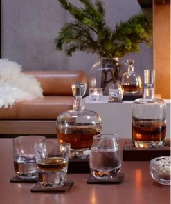 LSA International Set of 2 Whisky Renfrew Tumblers On Walnut Coasters 9 LSA International Set of 2 Whisky Renfrew Tumblers On Walnut Coasters