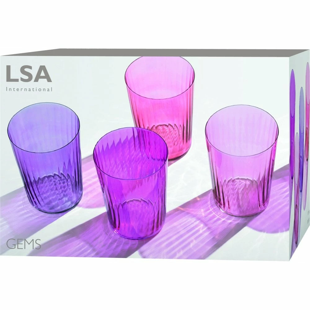 LSA International Set of 4 560ml Assorted Garnet Gems Tumbler Glasses 8 LSA International Set of 4 560ml Assorted Garnet Gems Tumbler Glasses