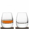 LSA International Set Of 2 Whisky Islay Tumblers On Walnut Coasters 2 LSA International Set Of 2 Whisky Islay Tumblers On Walnut Coasters