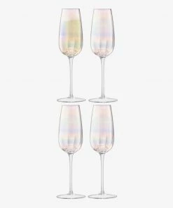 LSA International Set of 4 250ml Pearl Champagne Flute Glasses