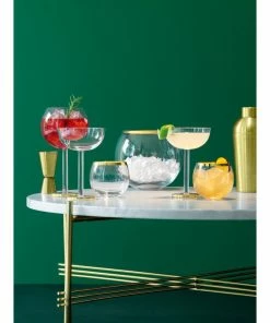 LSA International Set of 2 Luca Balloon Glasses with Gold Trim