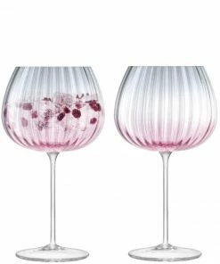 LSA International Set of 2 650ml Pink/Grey Dusk Balloon Goblets