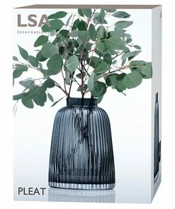 LSA International H26cm Grey Pleat Vase