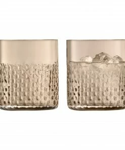 LSA International Set of 2 Taupe Wicker Tumbler Glasses