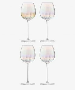 LSA International Set of 4 325ml Pearl White Wine Glasses