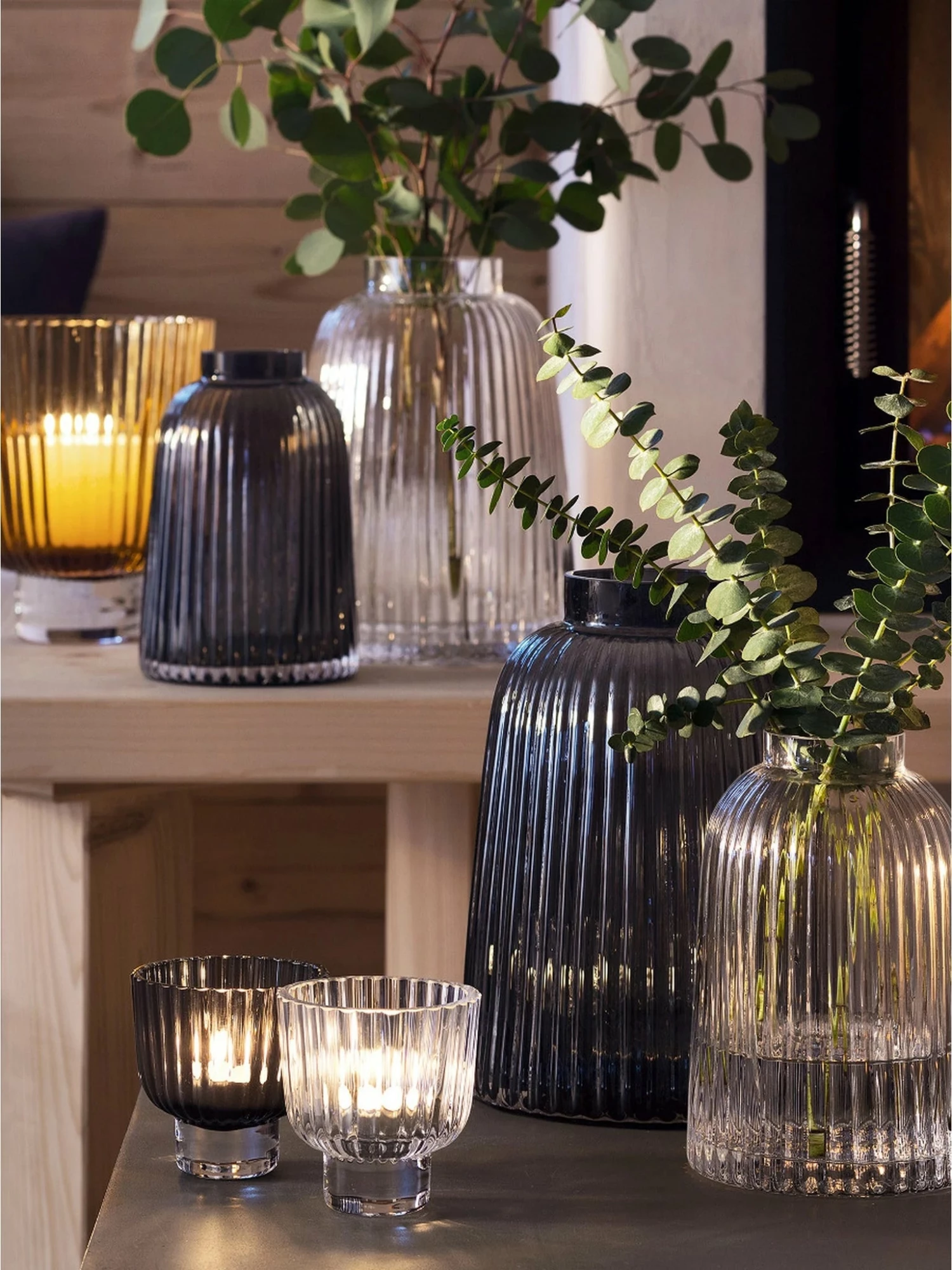 LSA International 20cm Grey Pleat Vase 5 LSA International 20cm Grey Pleat Vase