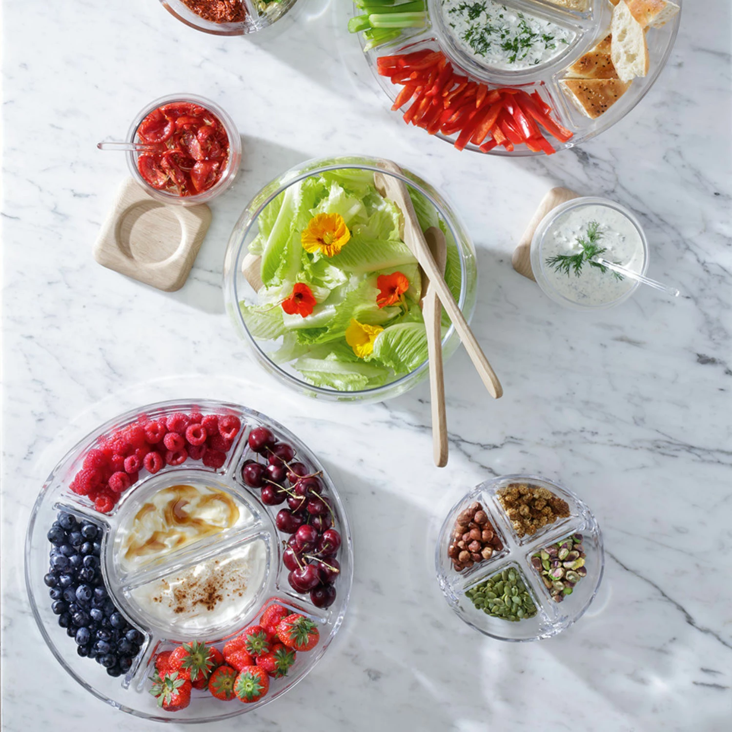 LSA International 35cm Mouth-Blown Glass Serve Multi Platter 5 LSA International 35cm Mouth-Blown Glass Serve Multi Platter