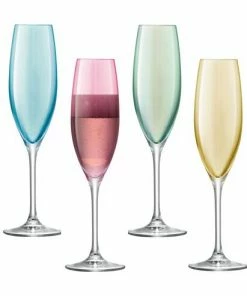 LSA International Polka Champagne Flute 225 ml Pastel Assorted X 4 Pcs