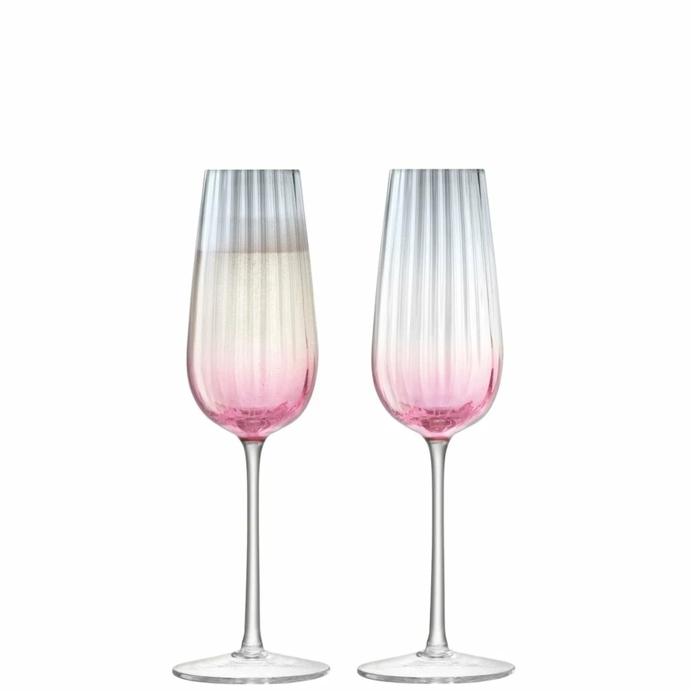 LSA International Set of 2 Pink/Grey 250ml Dusk Champagne Flutes 3 LSA International Set of 2 Pink/Grey 250ml Dusk Champagne Flutes
