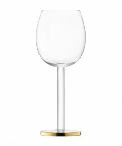 LSA International Set of 2 Luca Wine Glasses with Gold Trim