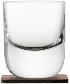 LSA International Set of 2 Whisky Renfrew Tumblers On Walnut Coasters 7 LSA International Set of 2 Whisky Renfrew Tumblers On Walnut Coasters