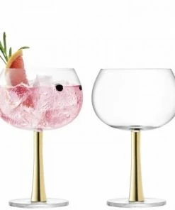 LSA International Pair of Gin Balloon Glasses with Gold Stems 420ml