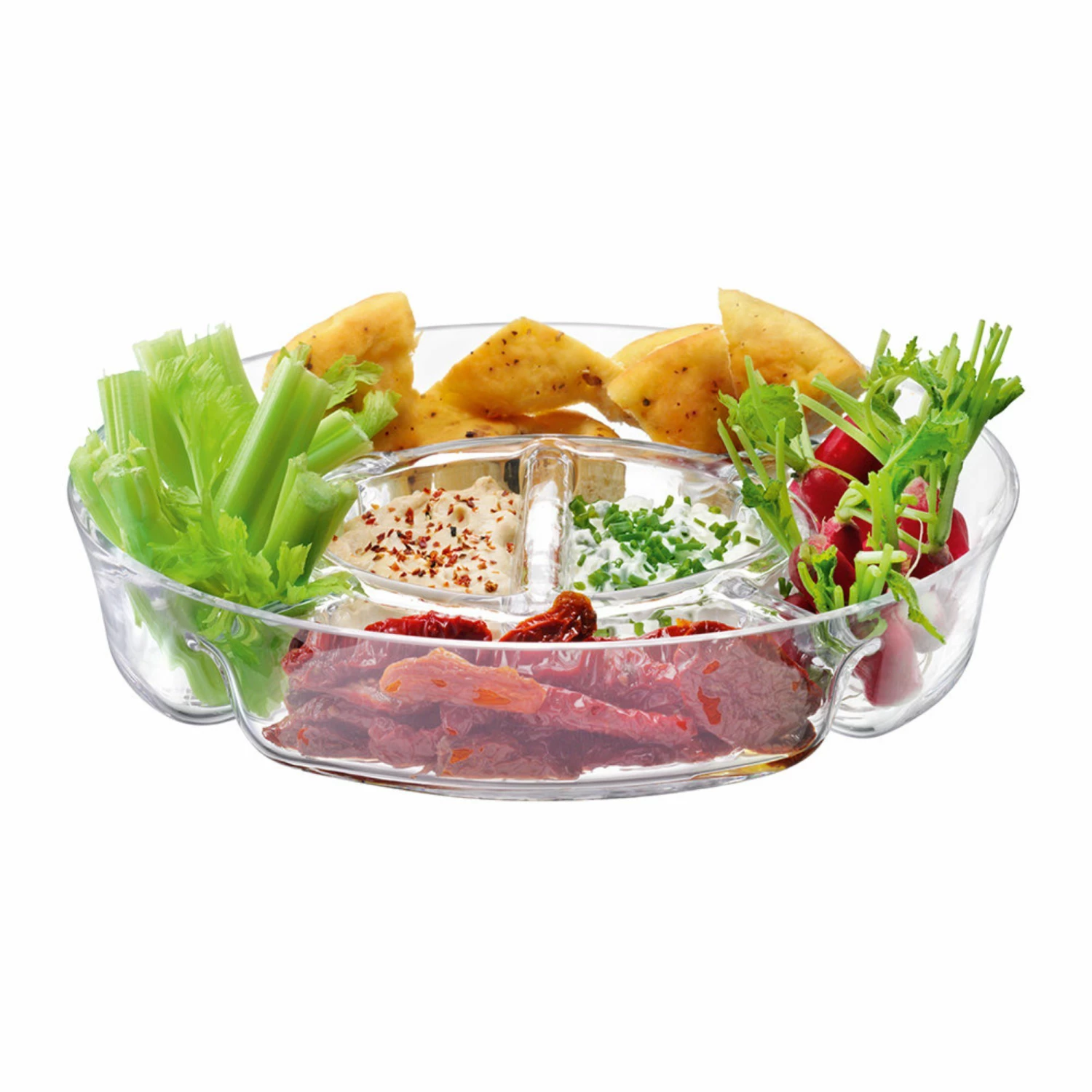 LSA International 35cm Mouth-Blown Glass Serve Multi Platter 3 LSA International 35cm Mouth-Blown Glass Serve Multi Platter