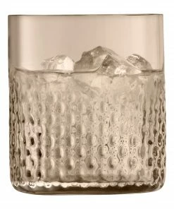 LSA International Set of 2 Taupe Wicker Tumbler Glasses