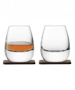 LSA International Islay Whisky Tumblers with Walnut Coasters