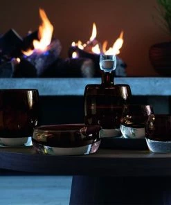 LSA International Peat Brown Whisky Club Connoisseur Set & Walnut Tray 13 LSA International Peat Brown Whisky Club Connoisseur Set & Walnut Tray