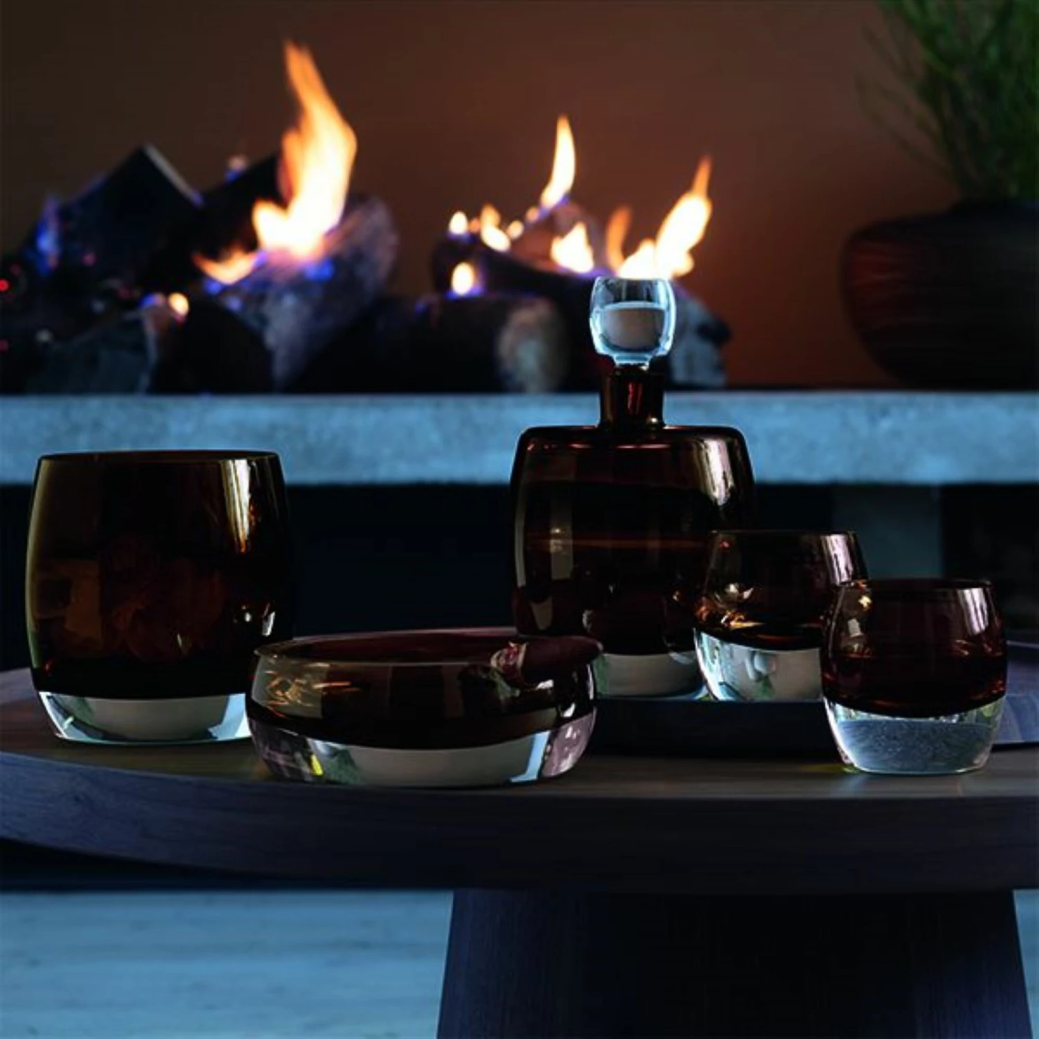 LSA International Peat Brown Whisky Club Connoisseur Set & Walnut Tray 8 LSA International Peat Brown Whisky Club Connoisseur Set & Walnut Tray