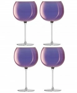 LSA International Set of 4 Polar Violet Aurora Large Balloon Glasses - 680ml
