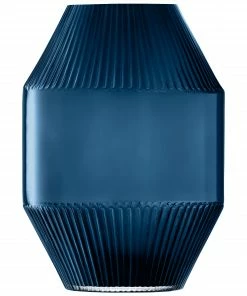 LSA International Sapphire Blue Rotunda Glass Vase 37cm