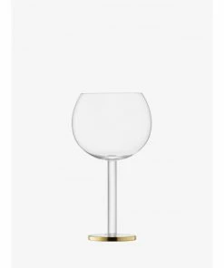 LSA International Set of 2 Luca Balloon Glasses with Gold Trim