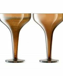 LSA International Set of 2 Amber Epoque Champagne Saucers