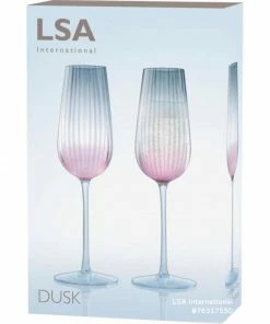 LSA International Set of 2 Pink/Grey 250ml Dusk Champagne Flutes