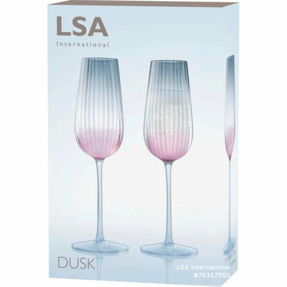 LSA International Set of 2 Pink/Grey 250ml Dusk Champagne Flutes 4 LSA International Set of 2 Pink/Grey 250ml Dusk Champagne Flutes