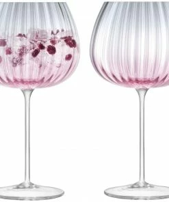 LSA International Set of 2 Pink/Grey Dusk Balloon Gin Glass 650ml