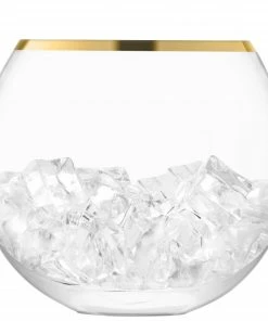 LSA International Luca Mouthblown Glass Ice Bucket 15cm with Gold Trim