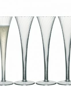 LSA International Set of 4 Aurelia Champagne Flute Glasses