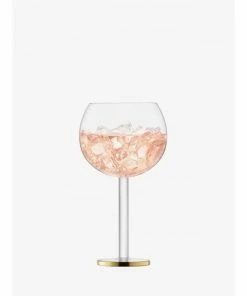 LSA International Set of 2 Luca Balloon Glasses with Gold Trim