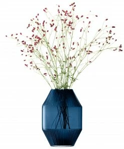 LSA International Sapphire Blue Rotunda Glass Vase 37cm