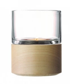 LSA International 13cm Small Glass Lotta Candle Holder With Ash Base