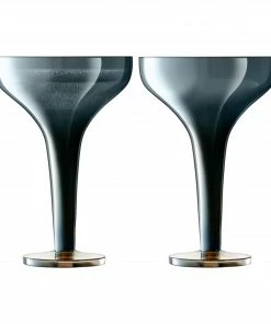 LSA International Set of 2 Sapphire Blue Epoque Champagne Saucers