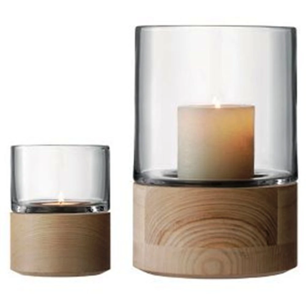 LSA International 13cm Small Glass Lotta Candle Holder With Ash Base 5 LSA International 13cm Small Glass Lotta Candle Holder With Ash Base