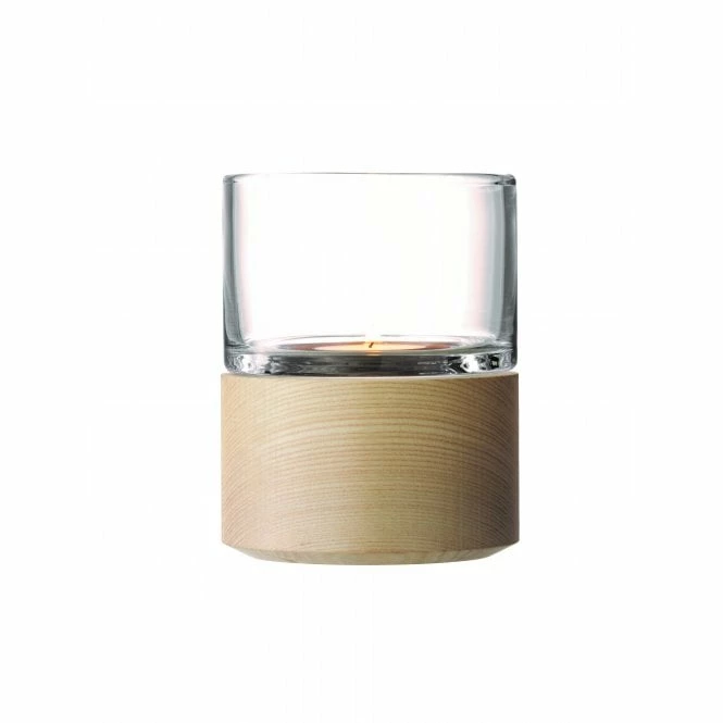 LSA International 13cm Small Glass Lotta Candle Holder With Ash Base 4 LSA International 13cm Small Glass Lotta Candle Holder With Ash Base