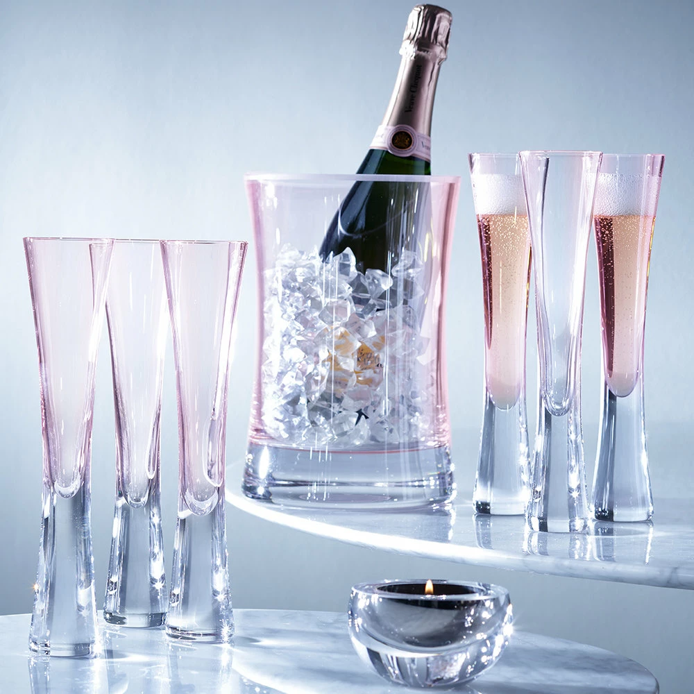 LSA International Moya Blush Champagne Serving Set - Ice Bucket & Flutes 4 LSA International Moya Blush Champagne Serving Set - Ice Bucket & Flutes