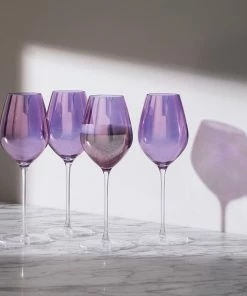 LSA International Set of 4 Polar Violet Aurora Champagne Tulip Glass