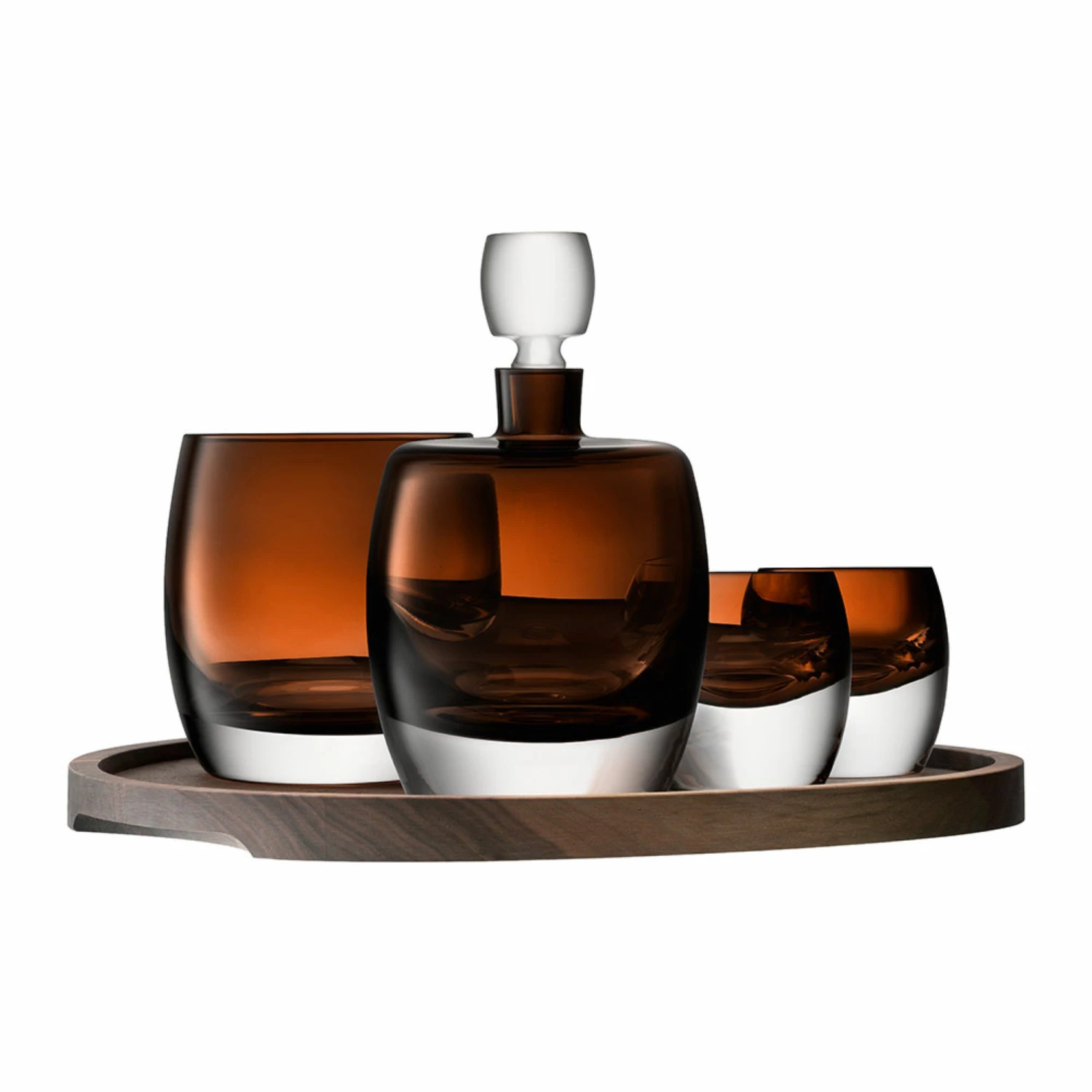 LSA International Peat Brown Whisky Club Connoisseur Set & Walnut Tray 3 LSA International Peat Brown Whisky Club Connoisseur Set & Walnut Tray