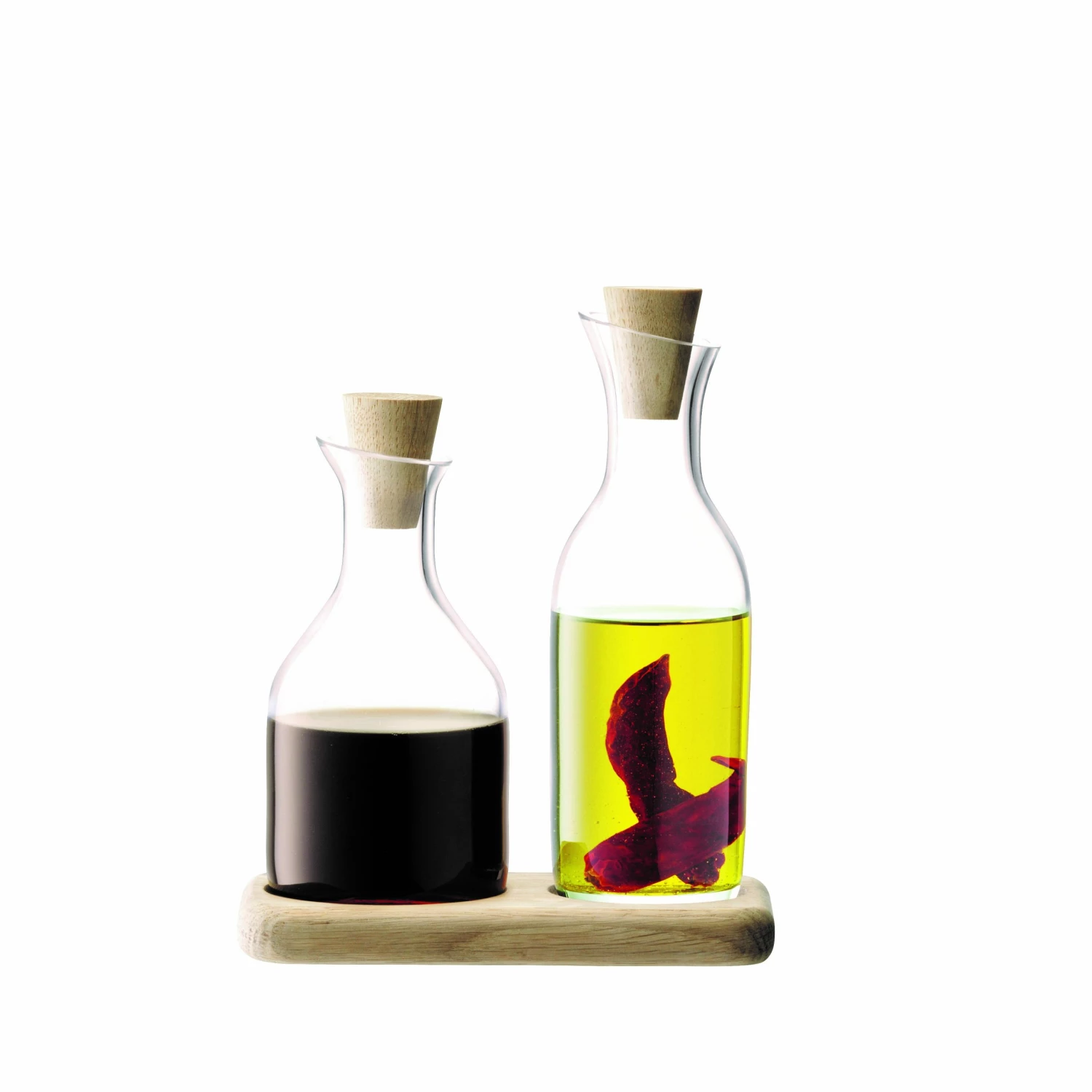 LSA International Serve Oil & Vinegar Set & Oak Base 3 LSA International Serve Oil & Vinegar Set & Oak Base