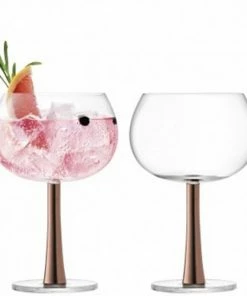 LSA International Set of 2 420ml Copper Stem Gin Balloon Glasses