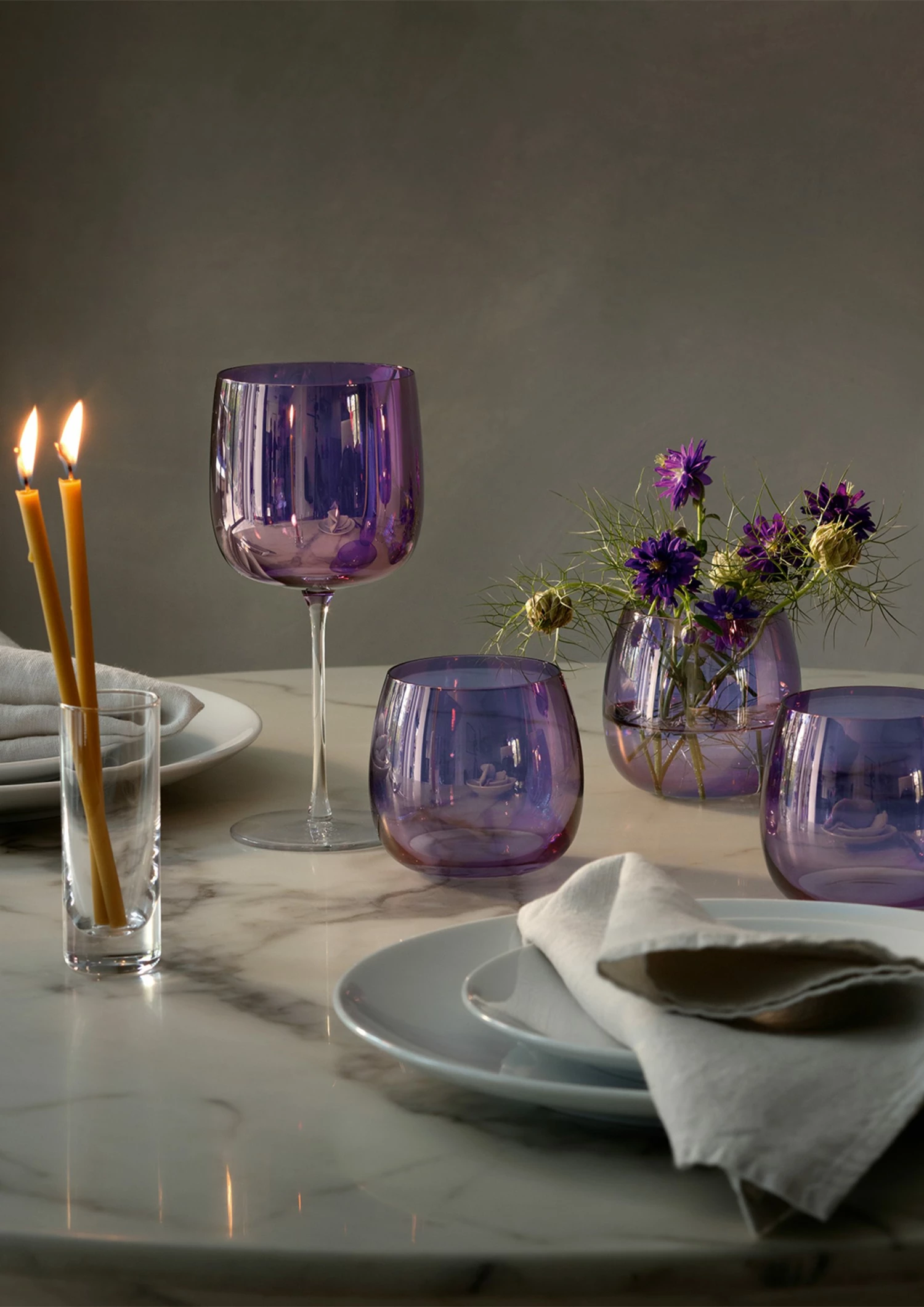 LSA International Set of 4 Aurora Polar Violet Stemless Glasses - 370ml 6 LSA International Set of 4 Aurora Polar Violet Stemless Glasses - 370ml