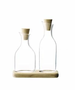 LSA International Serve Oil & Vinegar Set & Oak Base