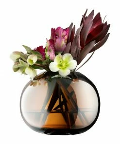 LSA International Epoque Handpainted Glass Vase Amber Lustre 13.5cm