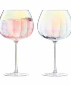LSA International Set of 2 Pearl Blown Glass Balloon Goblets 650ml