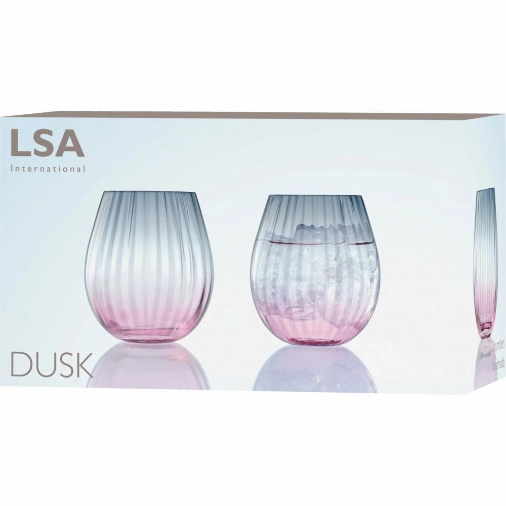 LSA International Set of 2 Pink/Grey 425ml Dusk Tumbler Glasses 4 LSA International Set of 2 Pink/Grey 425ml Dusk Tumbler Glasses