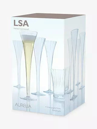 LSA International Set of 4 Aurelia Champagne Flute Glasses 4 LSA International Set of 4 Aurelia Champagne Flute Glasses