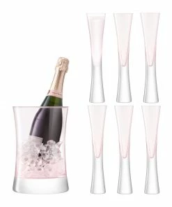 LSA International Moya Blush Champagne Serving Set - Ice Bucket & Flutes